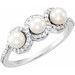 Three-Stone Halo-Style Pearl Ring
