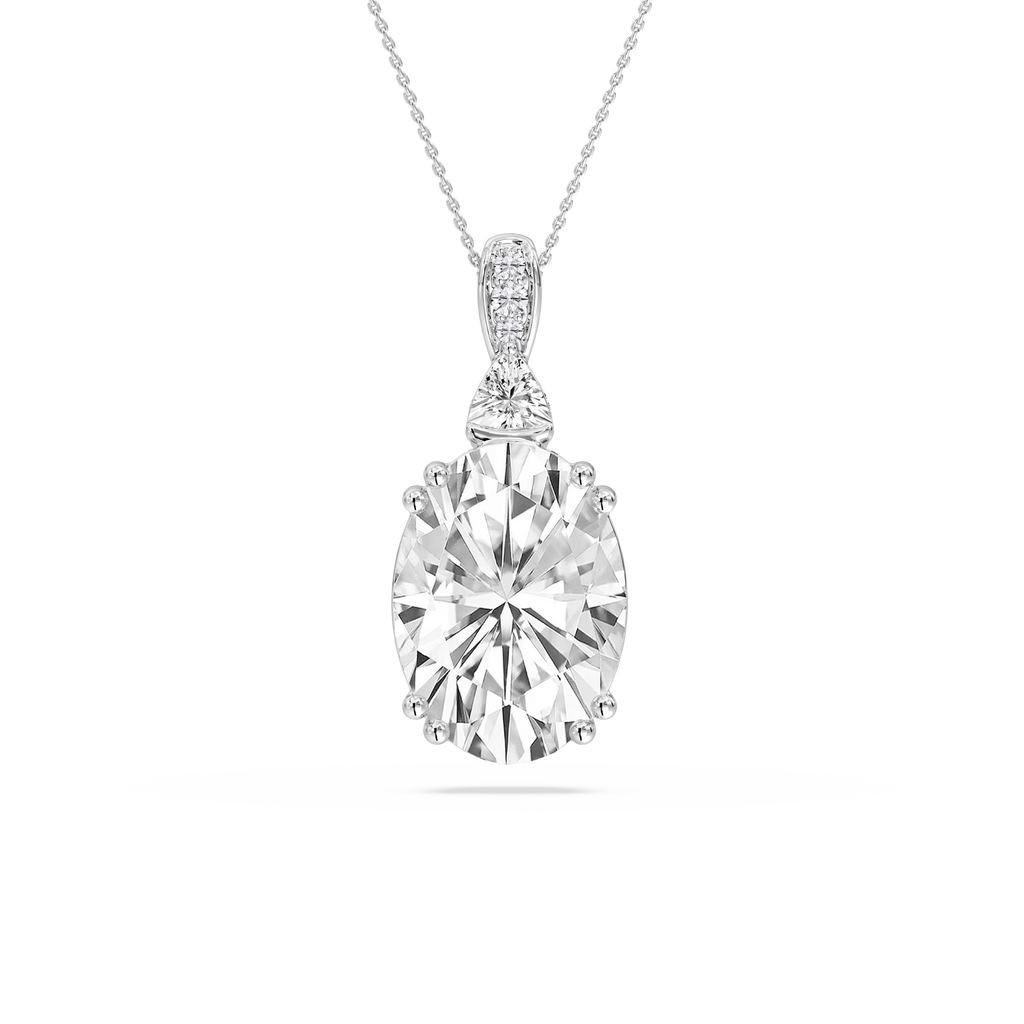 24 ctw Oval LGD Double Prong Pendant - 18 Inches - Signature Collection