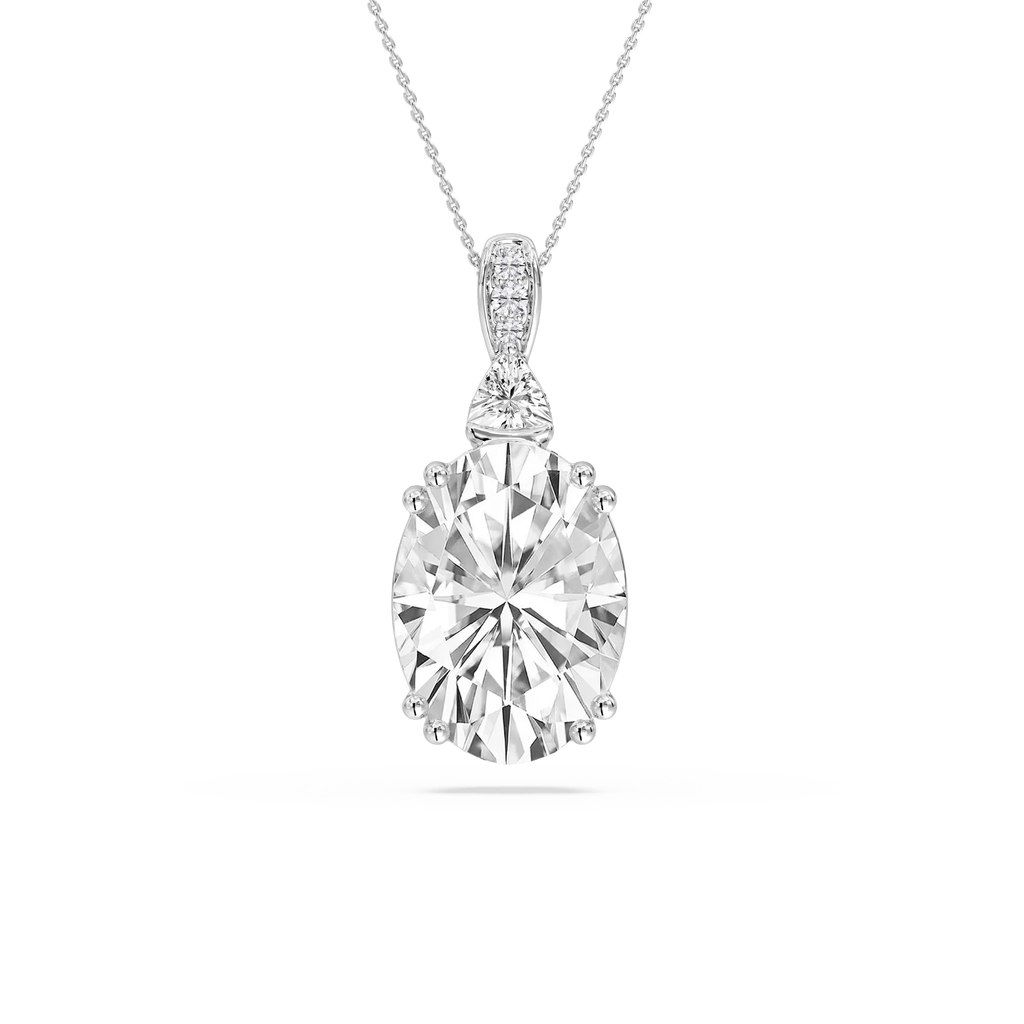 24 ctw Oval LGD Double Prong Pendant - 18 Inches - Signature Collection