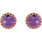 Round Cabochon Crown Earrings