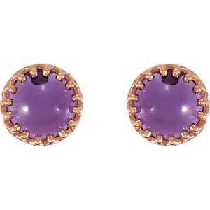 Round Cabochon Crown Earrings