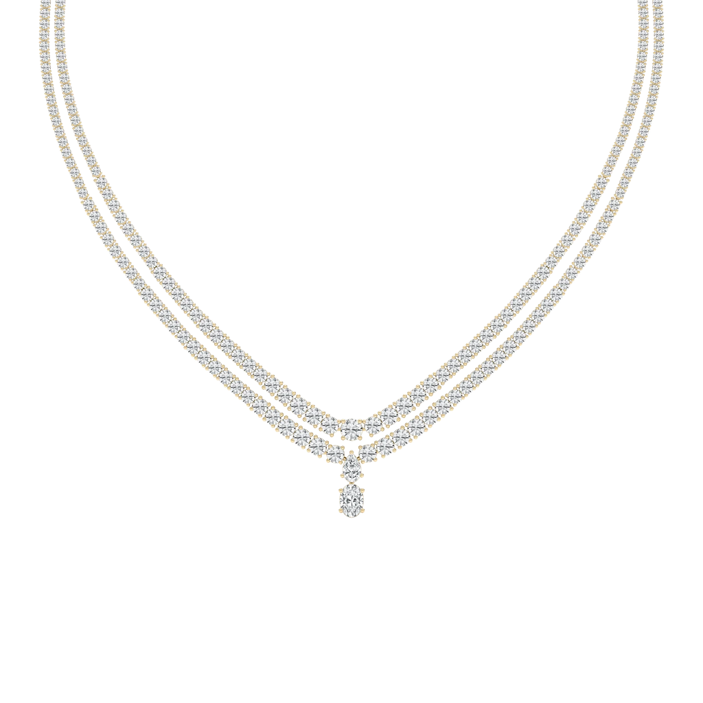26 ⅓ ctw Round LGD Double Row Drop Tennis Necklace - 18 Inches - Signature Collection