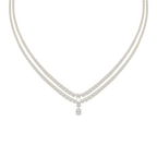 26 ⅓ ctw Round LGD Double Row Drop Tennis Necklace - 18 Inches - Signature Collection