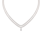 26 ⅓ ctw Round LGD Double Row Drop Tennis Necklace - 18 Inches - Signature Collection