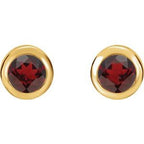 Round Bezel-Set Birthstone Stud Earrings