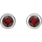 Round Bezel-Set Birthstone Stud Earrings