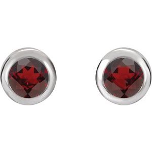 Round Bezel-Set Birthstone Stud Earrings