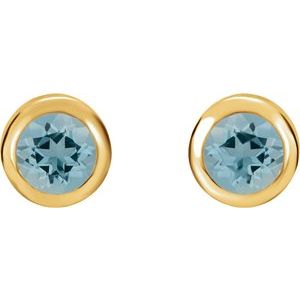 Round Bezel-Set Birthstone Stud Earrings