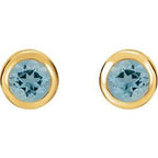 Round Bezel-Set Birthstone Stud Earrings