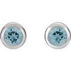 Round Bezel-Set Birthstone Stud Earrings