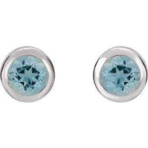 Round Bezel-Set Birthstone Stud Earrings