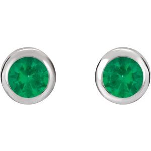 Round Bezel-Set Birthstone Stud Earrings