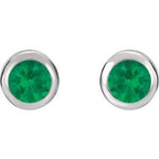 Round Bezel-Set Birthstone Stud Earrings