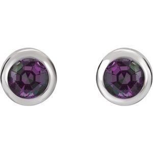 Round Bezel-Set Birthstone Stud Earrings