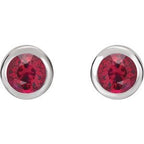 Round Bezel-Set Birthstone Stud Earrings