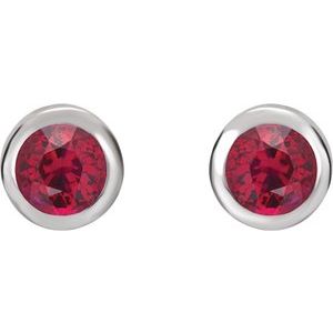 Round Bezel-Set Birthstone Stud Earrings