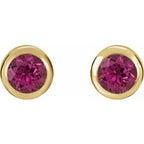 Round Bezel-Set Birthstone Stud Earrings