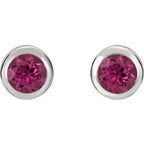 Round Bezel-Set Birthstone Stud Earrings