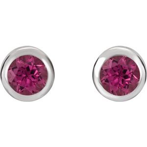 Round Bezel-Set Birthstone Stud Earrings