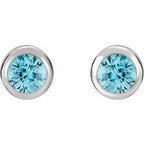Round Bezel-Set Birthstone Stud Earrings