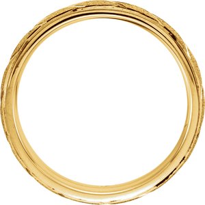 Stepped-Edge Diagonal Grooved Comfort-Fit Flat Band with Satin Finish