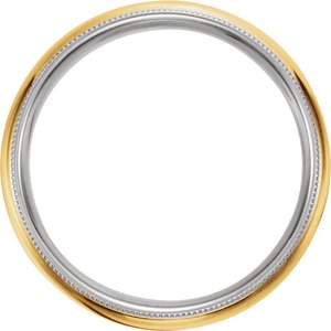 Milgrain Edge Grooved Comfort-Fit Half Round Band