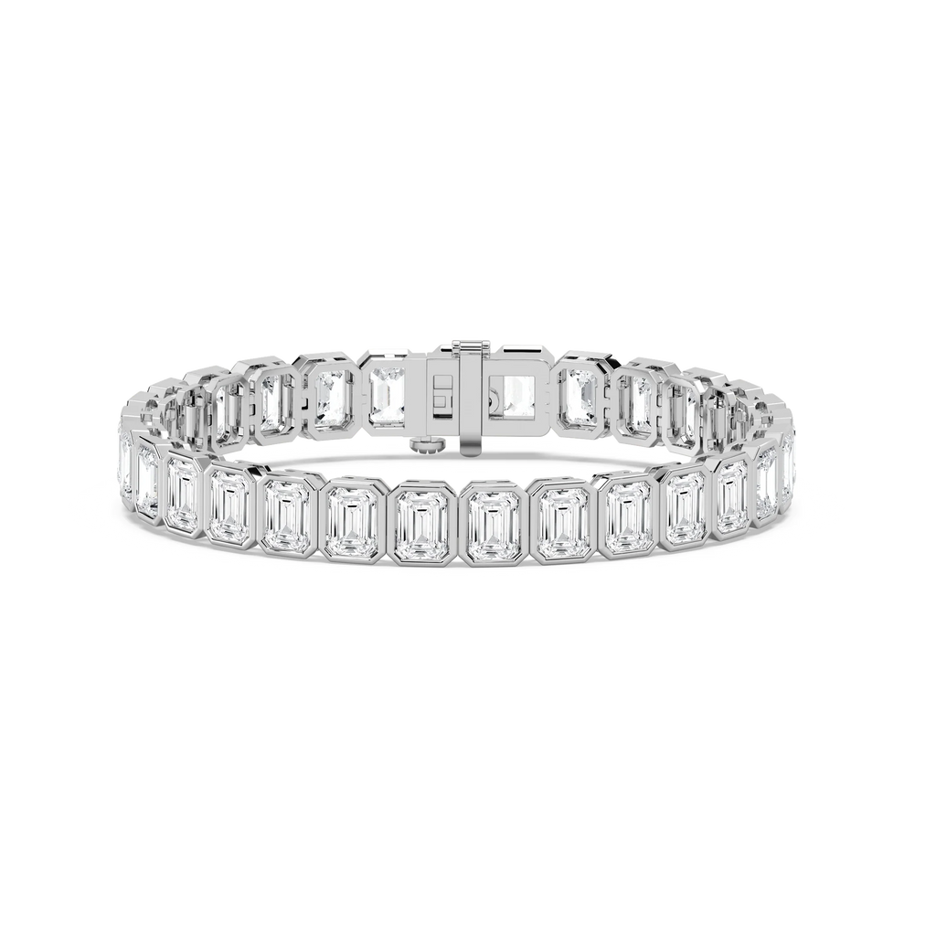 29 ctw Emerald LGD Bezel Set Tennis Bracelet  - 7 Inches - Signature Collection