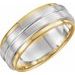 Stepped-Edge Grooved Comfort-Fit Flat Band with Bead Blast Finish