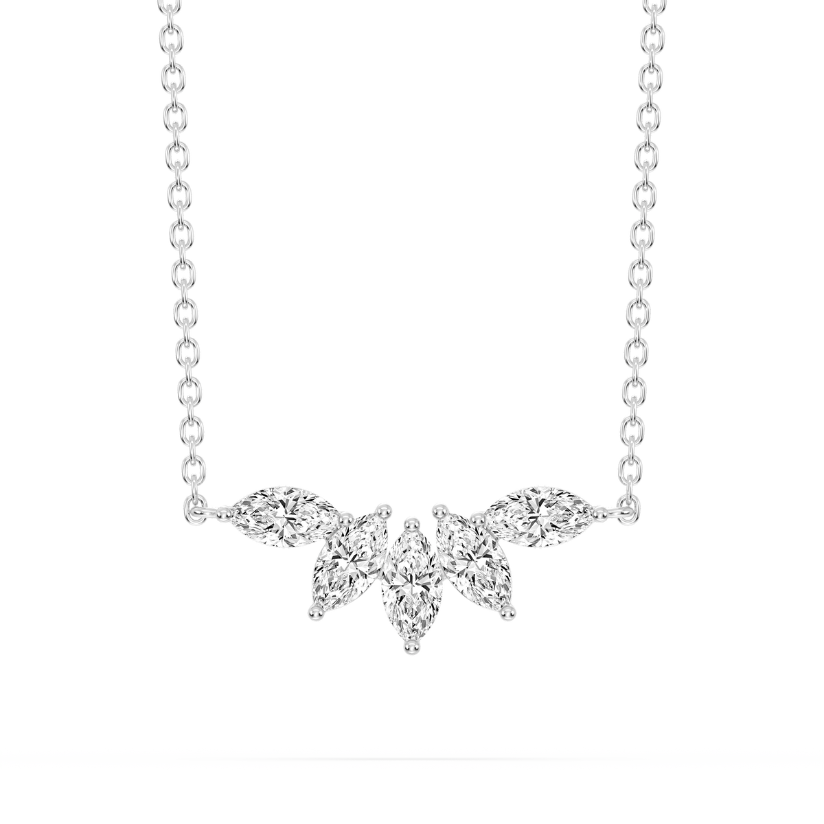 3/4 ctw Marquise LGD Five-Stone Necklace - 16 to 18 Inches