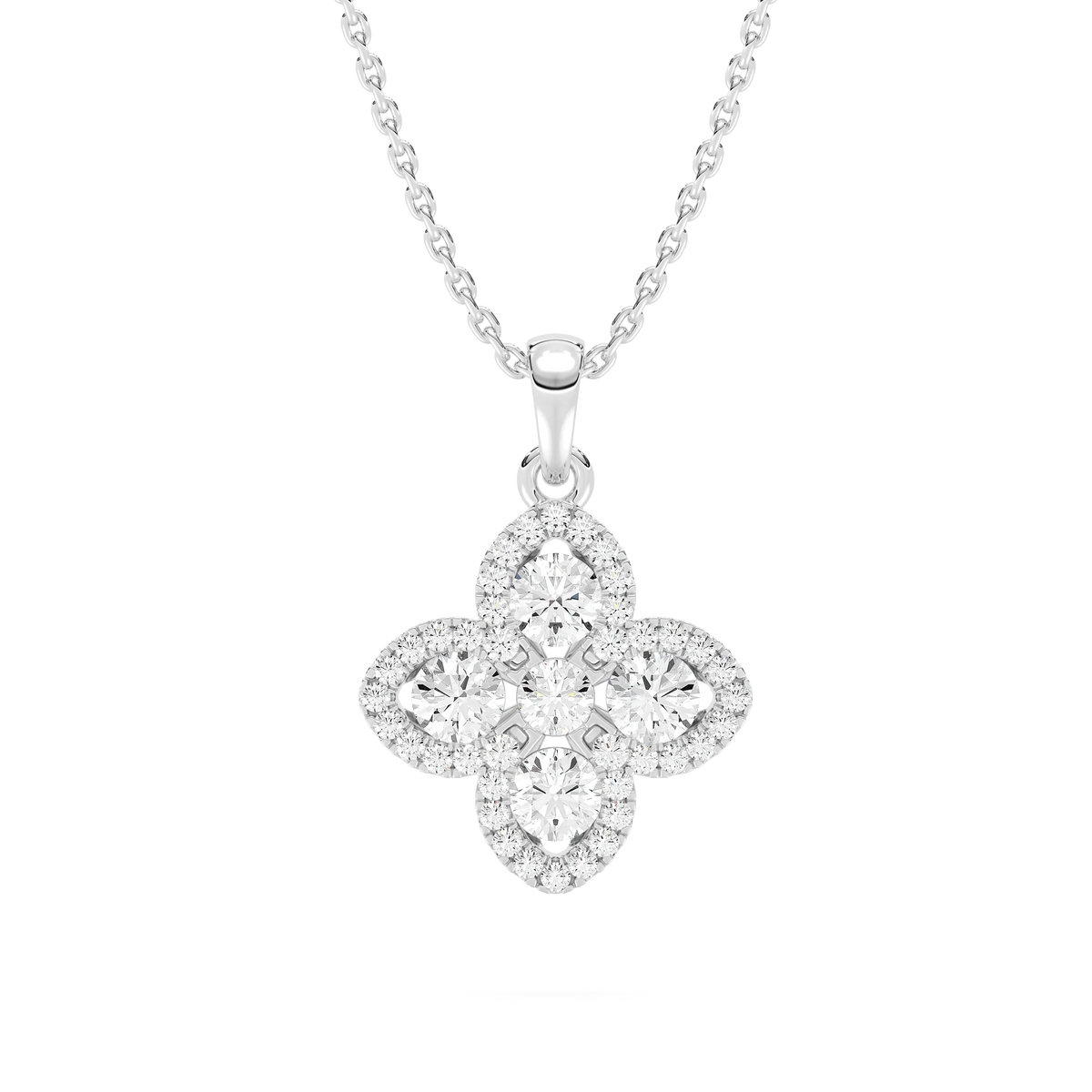 3/4 ctw Round LGD Clover Pendant  - 18 Inches