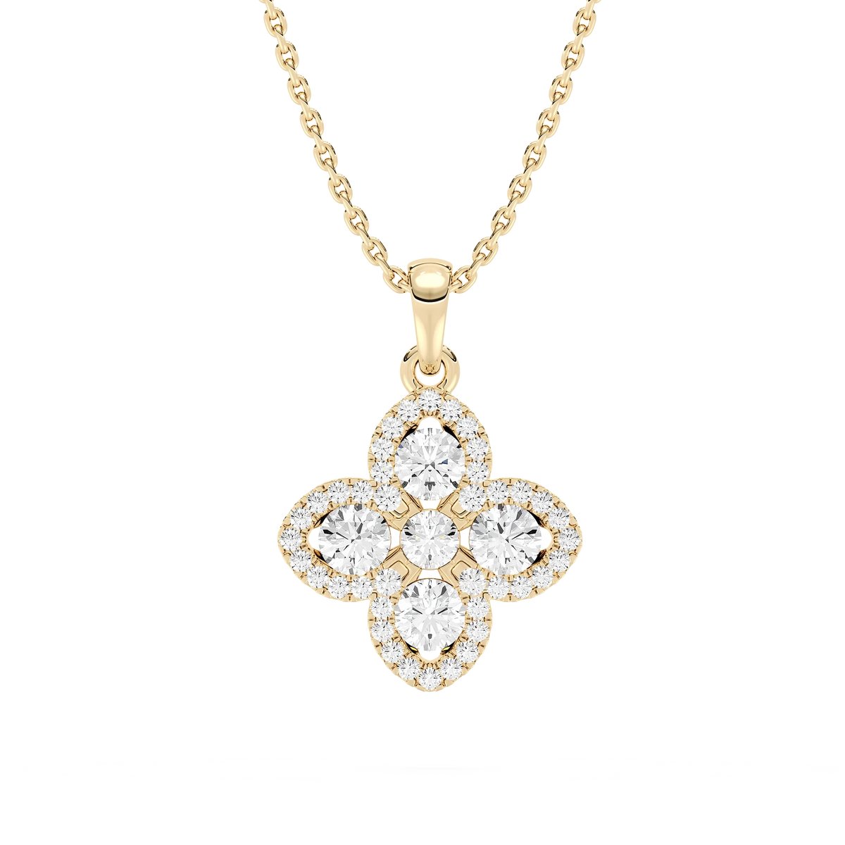 3/4 ctw Round LGD Clover Pendant  - 18 Inches