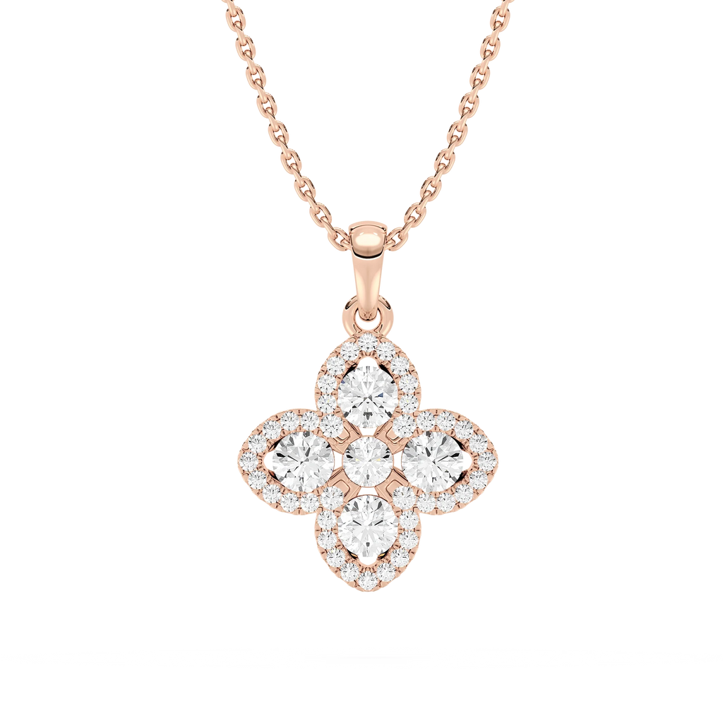 3/4 ctw Round LGD Clover Pendant  - 18 Inches