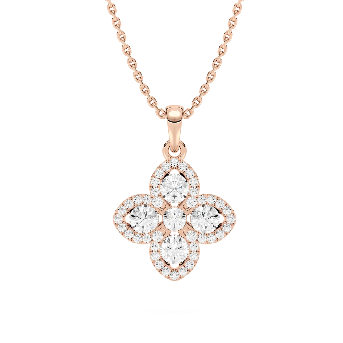3/4 ctw Round LGD Clover Pendant  - 18 Inches