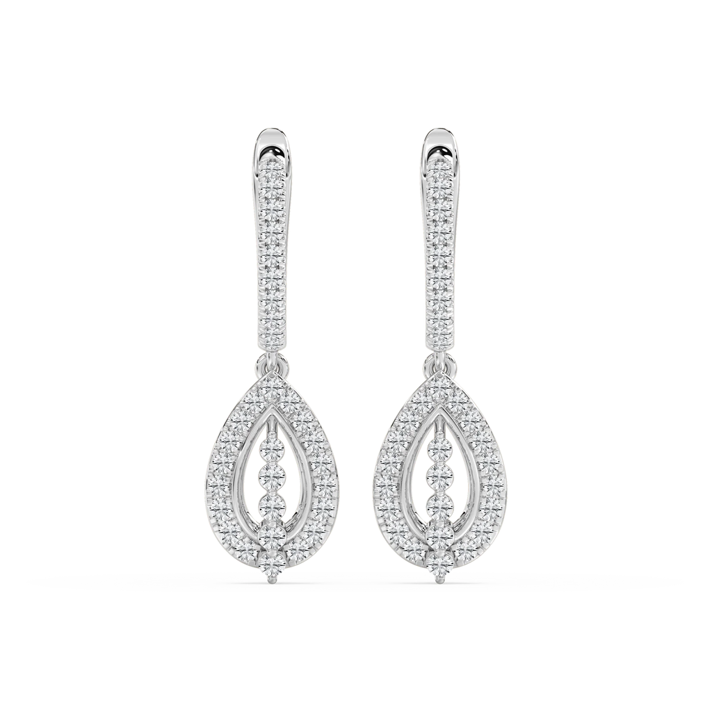 3/4 ctw Round LGD Leverback Drop Earrings - 14K White Gold