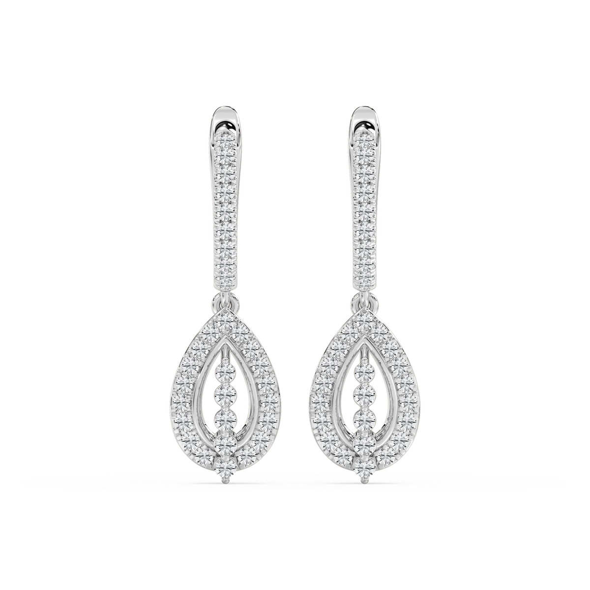 3/4 ctw Round LGD Leverback Drop Earrings - 14K White Gold