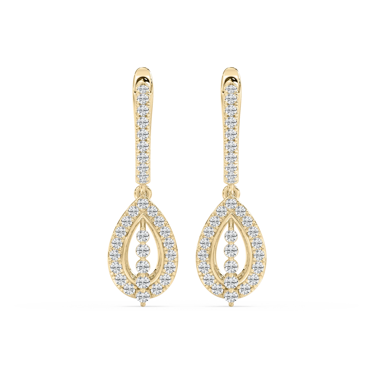 3/4 ctw Round LGD Leverback Drop Earrings - 14K Yellow Gold