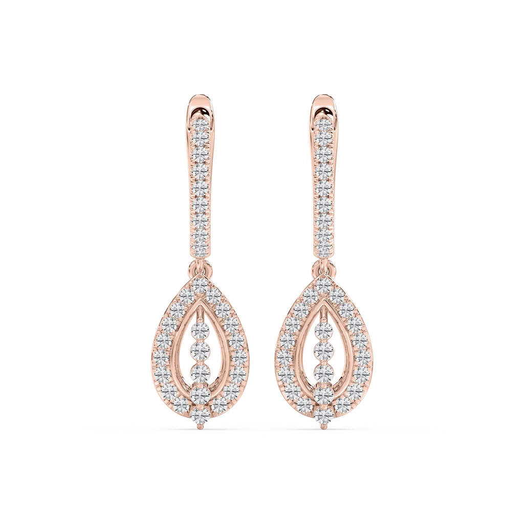 3/4 ctw Round LGD Leverback Drop Earrings - 14K Rose Gold