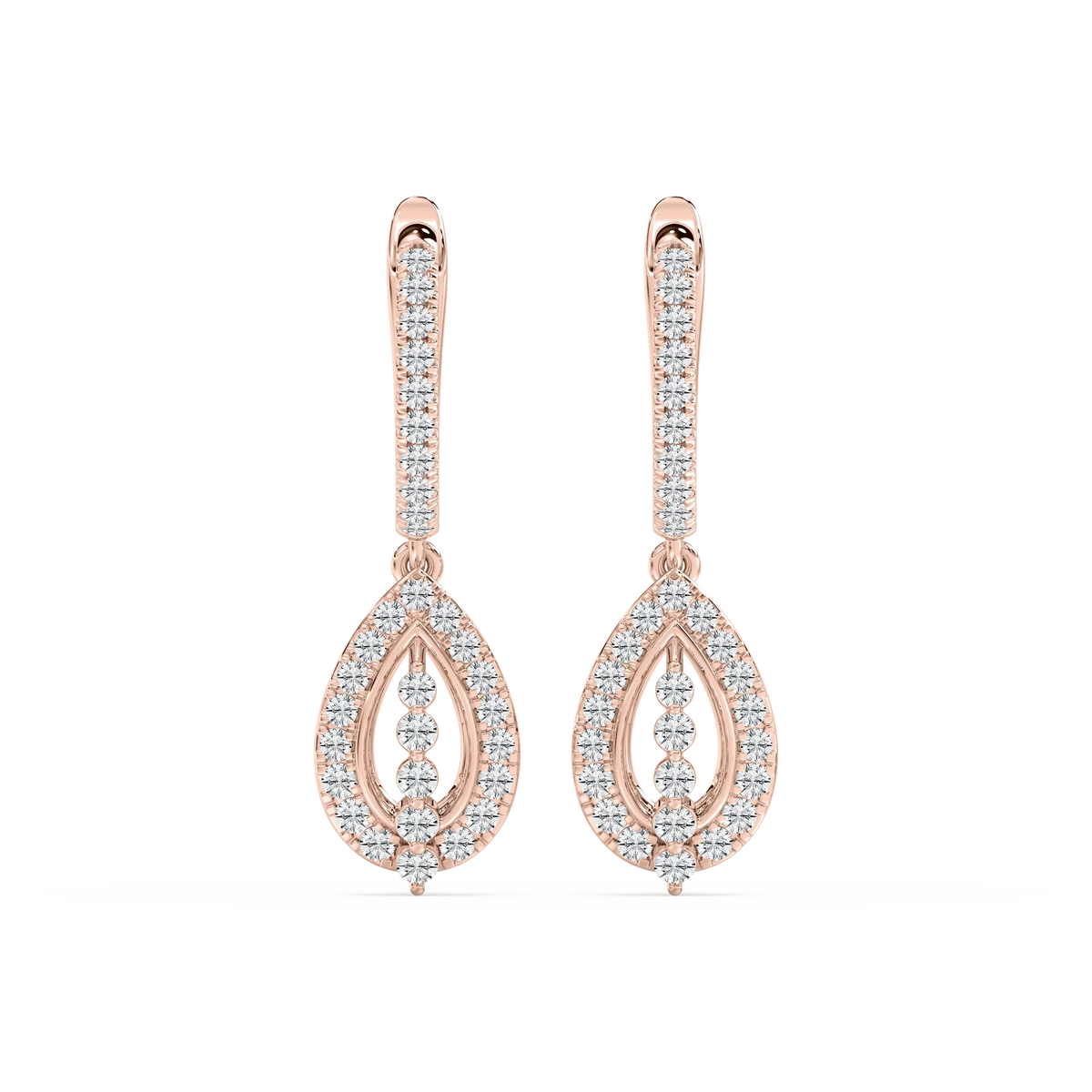 3/4 ctw Round LGD Leverback Drop Earrings - 14K Rose Gold