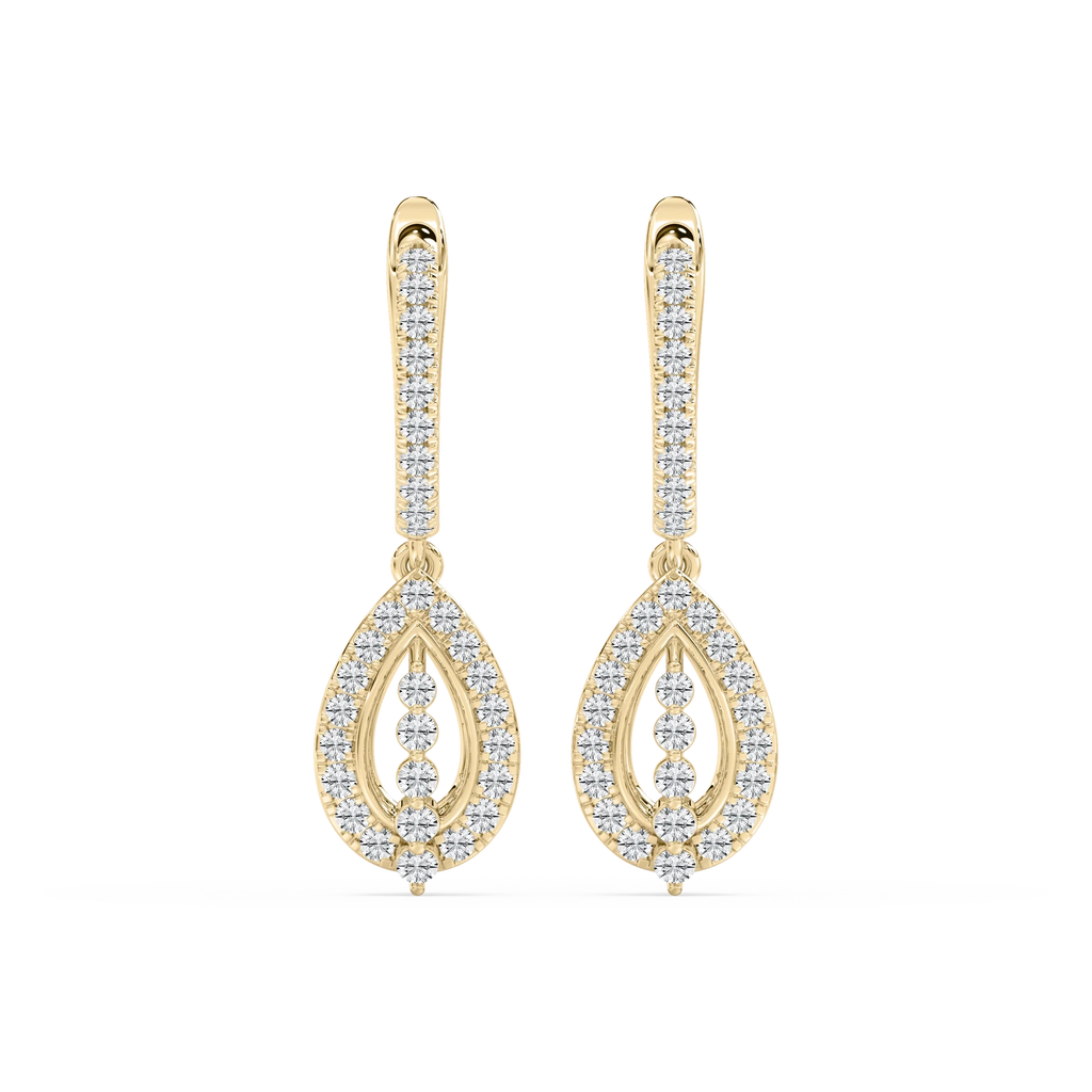 3/4 ctw Round LGD Leverback Drop Earrings - 18K Yellow Gold