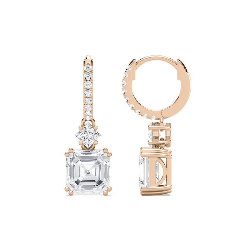 3 ¹⁄₃ ctw Asscher, Princess, and Round LGD Drop Earrings