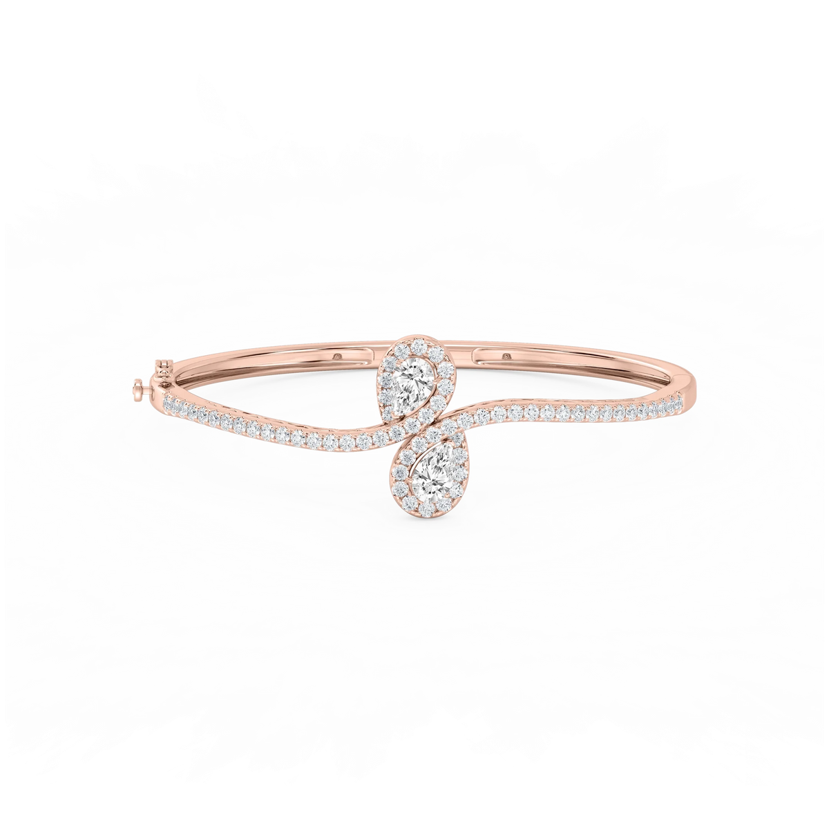 3 ¼ ctw Pear and Round LGD Bypass Bangle Bracelet  - 7.25 Inches
