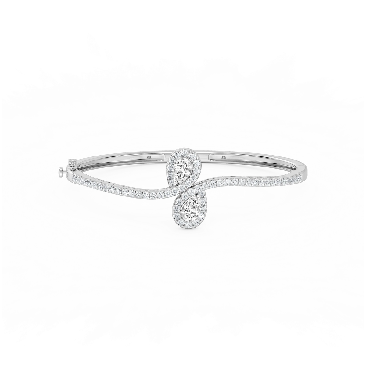 3 ¼ ctw Pear and Round LGD Bypass Bangle Bracelet  - 7.25 Inches