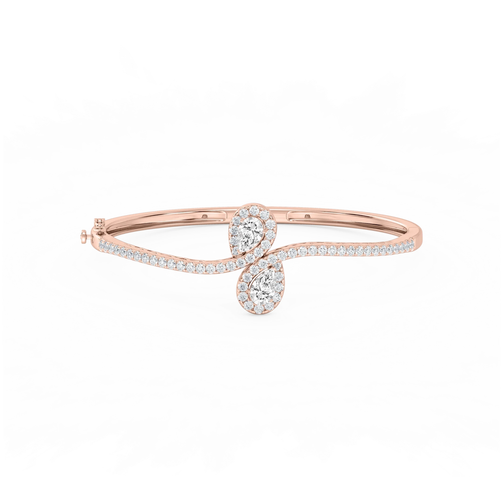 3 ¼ ctw Pear and Round LGD Bypass Bangle Bracelet  - 7.25 Inches