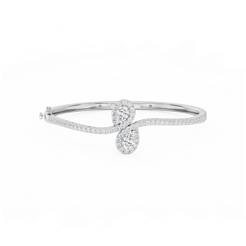 3 ¼ ctw Pear and Round LGD Bypass Bangle Bracelet  - 7.25 Inches