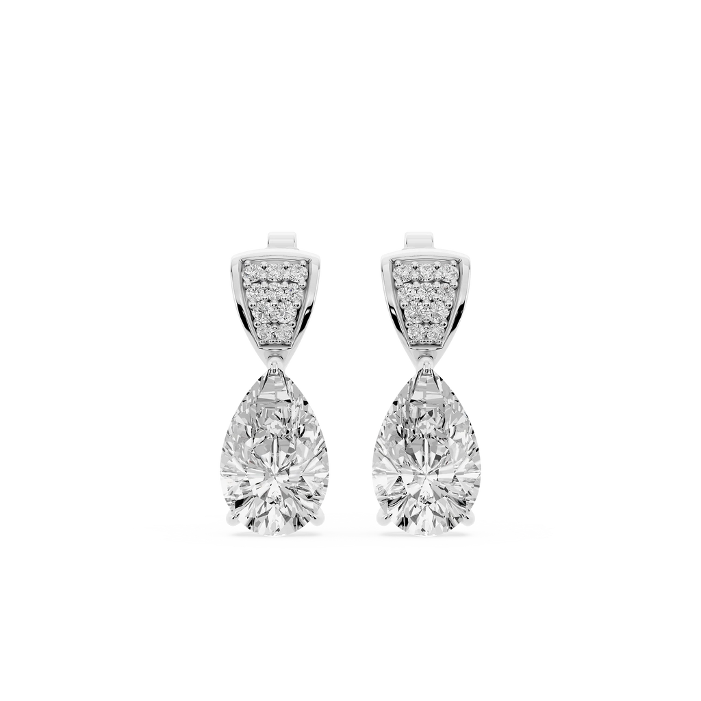 3 ¹⁄₁₀ ctw Pear and Round LGD Pavé Drop Stud Earrings