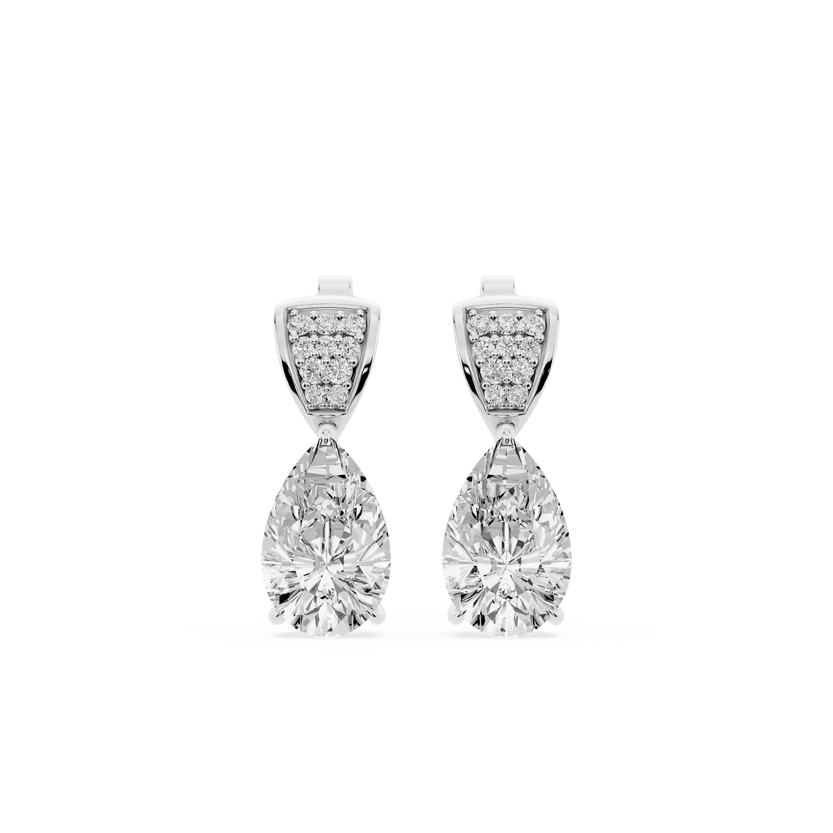 3 ¹⁄₁₀ ctw Pear and Round LGD Pavé Drop Stud Earrings