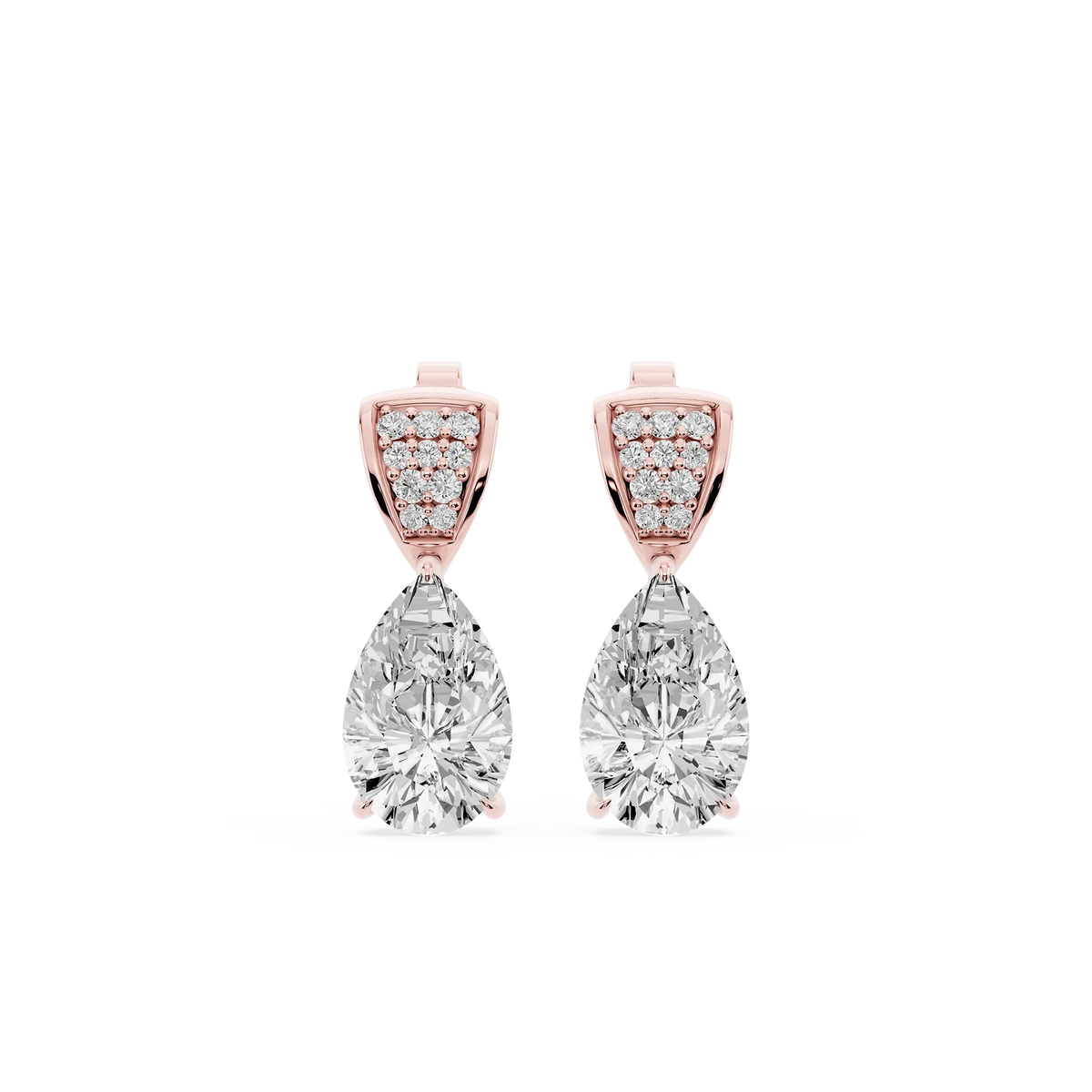 3 ¹⁄₁₀ ctw Pear and Round LGD Pavé Drop Stud Earrings