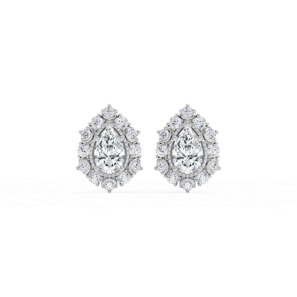 3 ctw Pear and Round LGD Studs and Halo Jacket Set