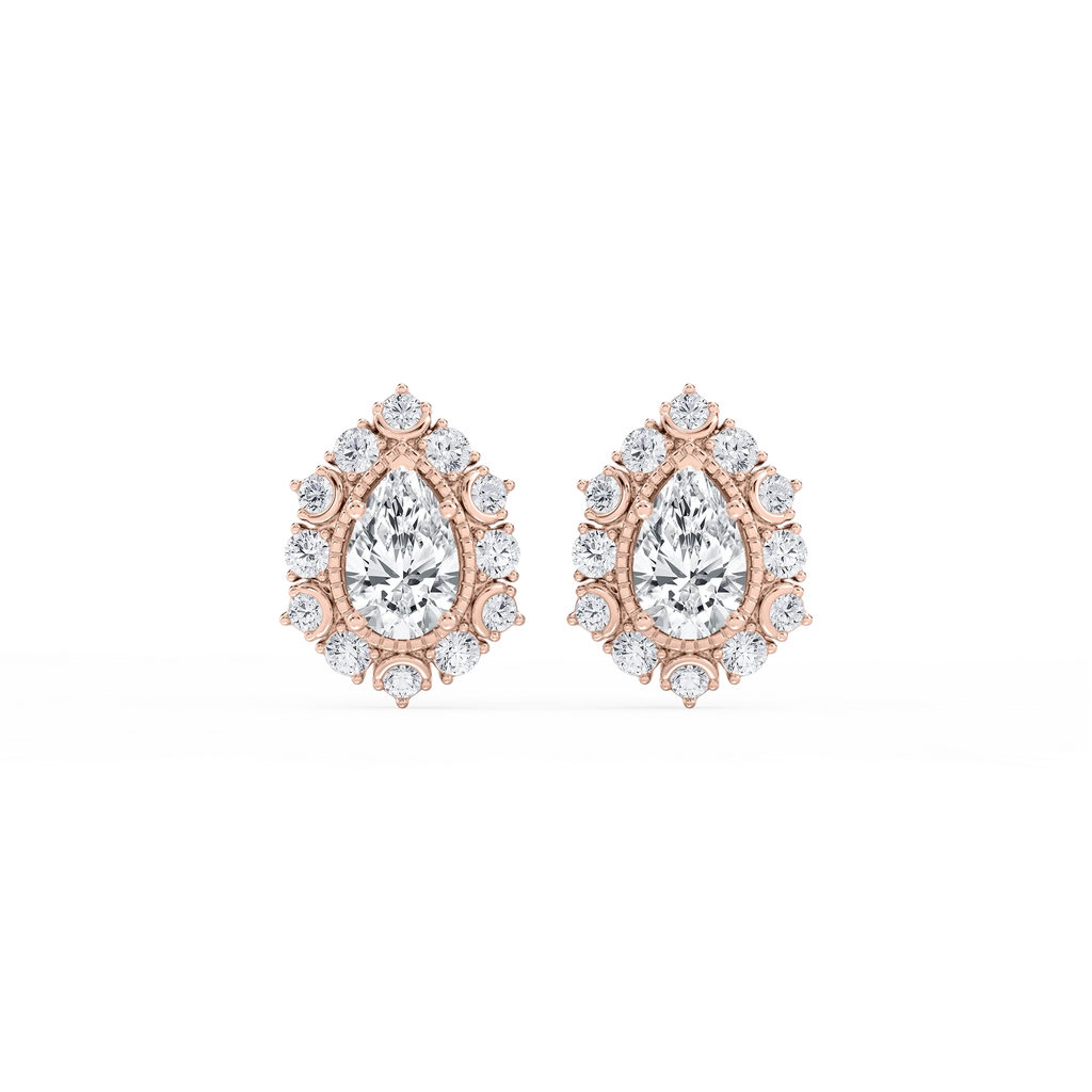 3 ctw Pear and Round LGD Studs and Halo Jacket Set