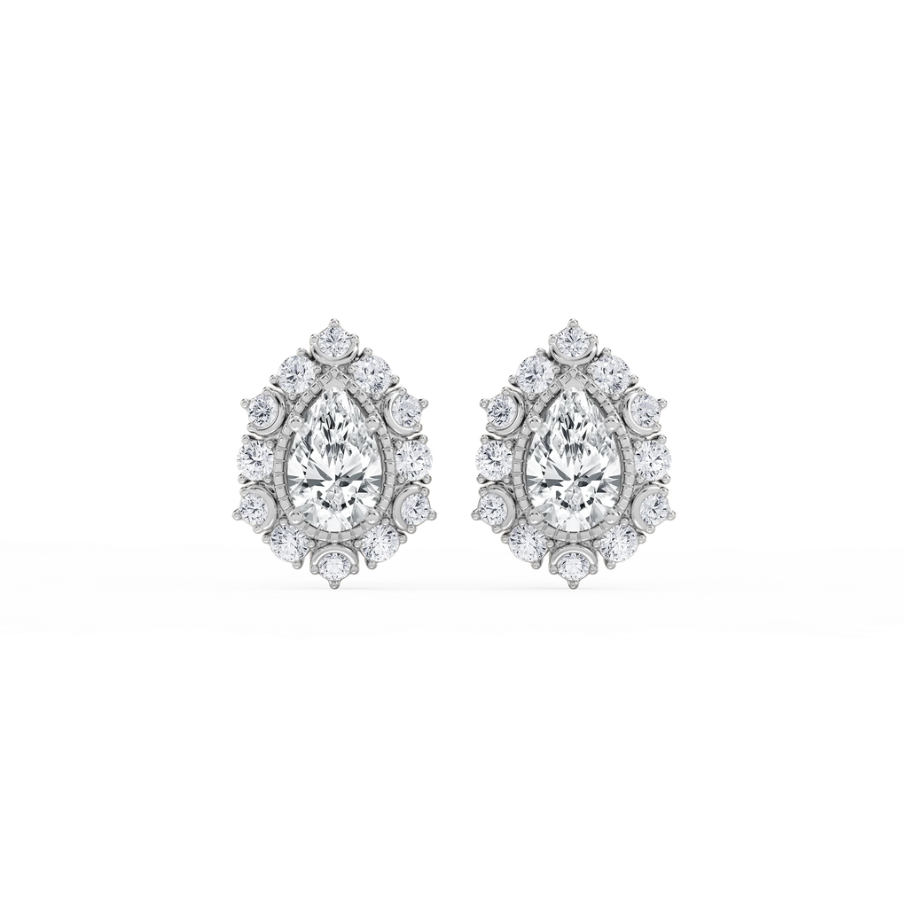 3 ctw Pear and Round LGD Studs and Halo Jacket Set